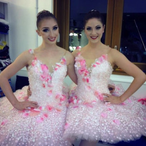 Claudia Dean and fellow dancer Demelza Parish in costume for Don Quixote.